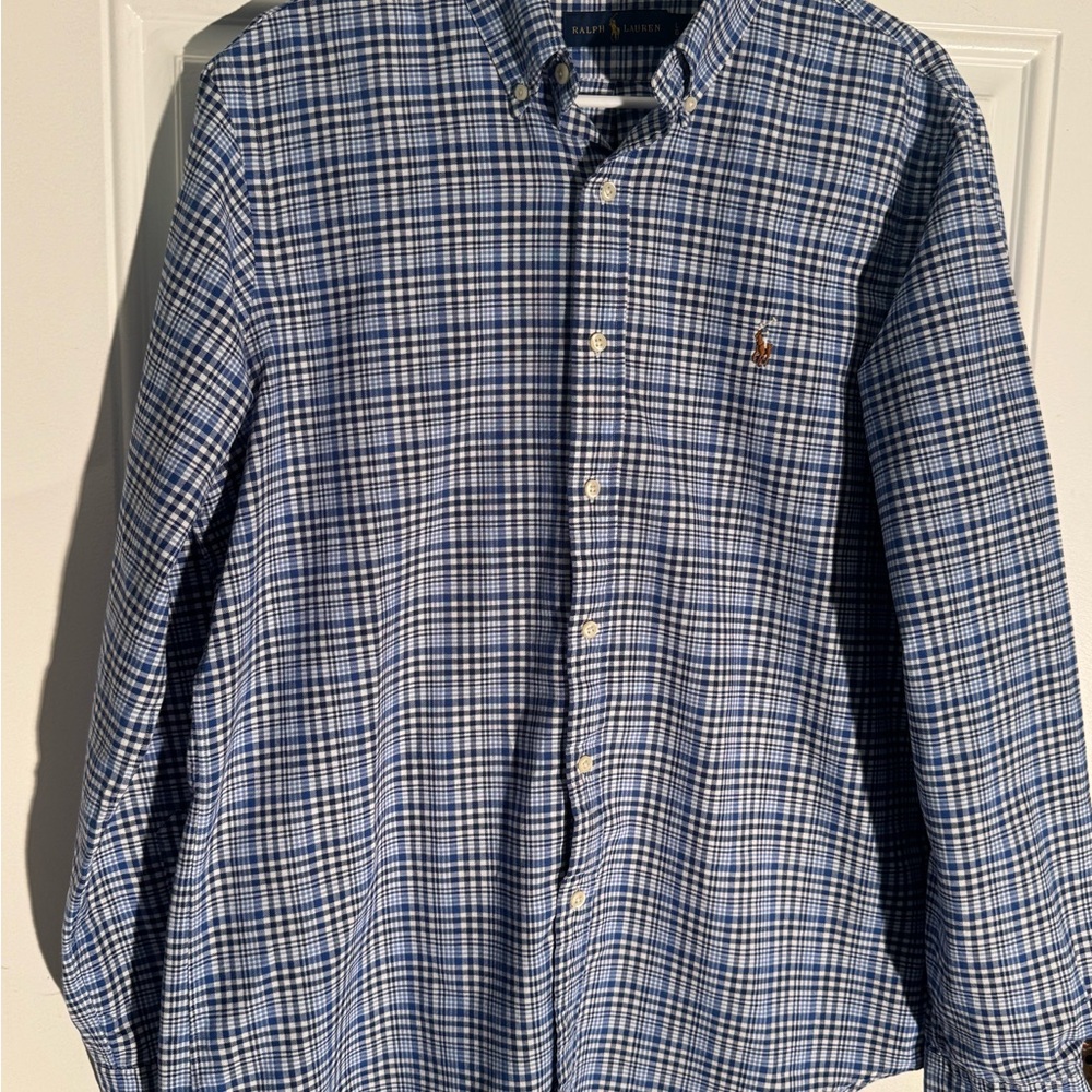Ralph Lauren Blue and White Checkered Shirt